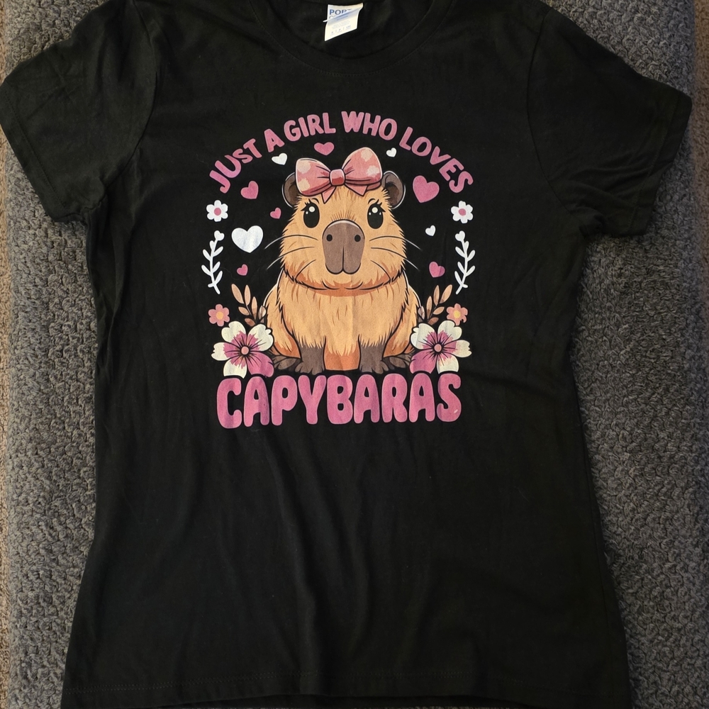 Black Capybara Graphic T-Shirt